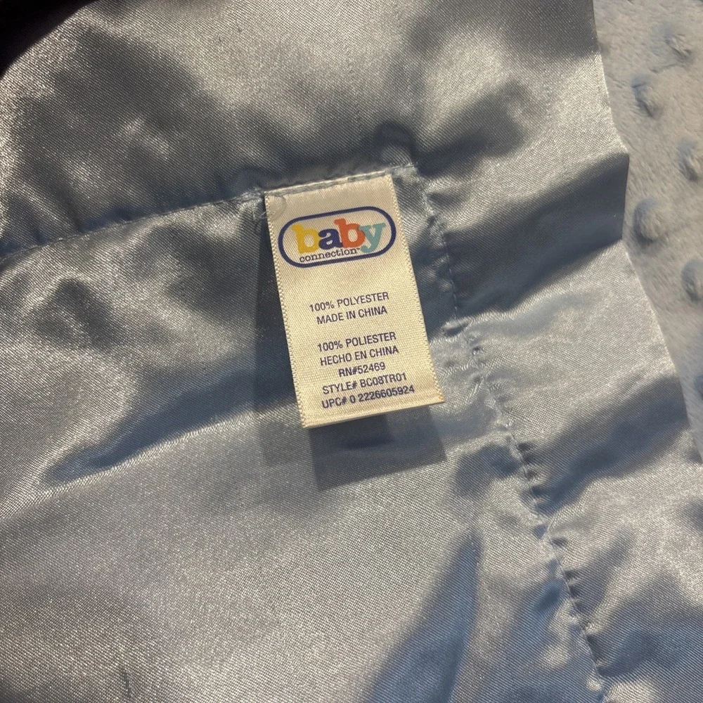 Baby Connection Satin Trim Blue Dot Minky Soft Baby Blanket Security Lovey 30x40